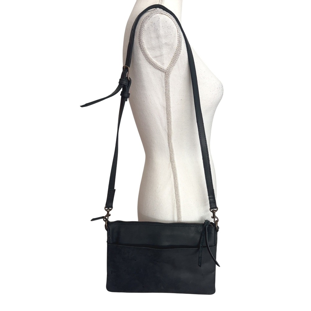 ABLE black leather crossbody bag detachable adjustable strap